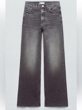 Zara Charcoal Wide-Leg High-Rise Jeans